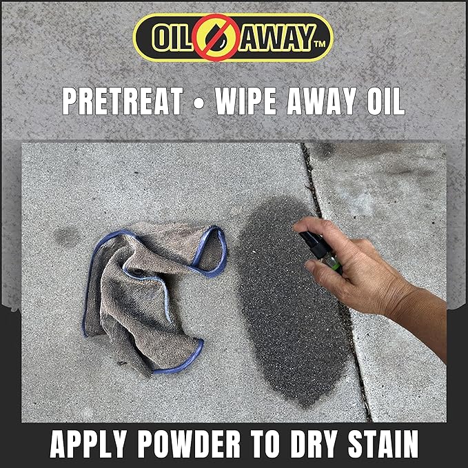 Oil Stain Fighter Starter Kit with Pretreat Solution for Maximum Results | 2 oz. Pretreat Spray + 5 oz. Enzyme Powder | No Rinse Safe Concrete Cleaning Duo for Driveways and Patios | Starter Size