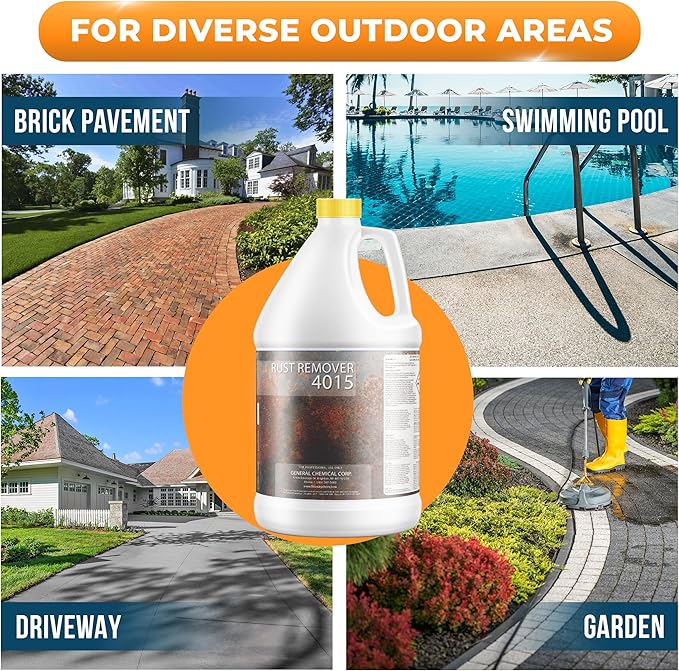 DeckGeneral Rust Remover 4015 All Surface Rust Stain Eliminator, Concrete Cleaner, Effective Oxidation Clean Up for Driveways, Walkways, Swimming Pools, Brick, Pavements and More (1 Gallon)