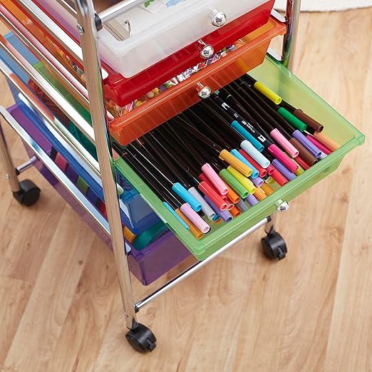 ECR4Kids 6-Drawer Everyday Mobile Organizer, Storage Cart, Assorted
