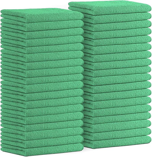 Avalon Towels Microfiber Cleaning Cloths (Value Pack of 36) - Size 16 x 16 Inches, Highly Absorbent Cleaning Rags, Lint Free, Reusable and Washable, Microfiber Towels for Cars (Green)