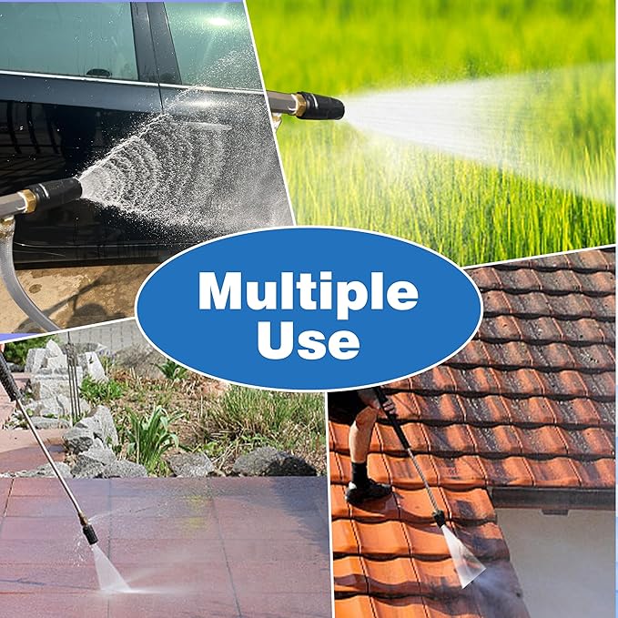 JOEJET Adjustable Chemical Injector Kit, Long Range Pressure Washer Nozzle, External Injection Soft Wash Nozzle with 15 FT Siphon Hose, 2-2.5 GPM