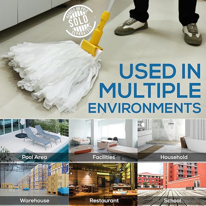 KLEEN HANDLER Disposable Industrial Mop Head Replacement | Non-Woven Cut End Floor Cleaning Wet Mop Head Refill (Pack of 3)