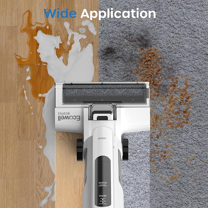 ECOWELL Wet Dry Vacuum Cordless Vacuum Mop Wash All in One, Self-Cleaning 0.1'' Dual-Sided Edge Cleaning, 8.2 lbs Lightweight Vacuum and Mop Combo for Hard Floors & Carpet, WCVP03