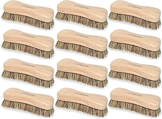 All-Natural Wooden Scrub Brush | Wooden Handle | Palmyra Bristle Brush for Cleaning | Eco Friendly Cleaning Products | Pack of 12