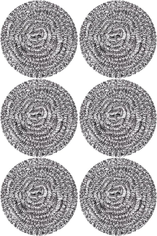 Stainless Steel Scourer Heavy Duty Scrubber Pads Steel Wool Pack of 6,40g