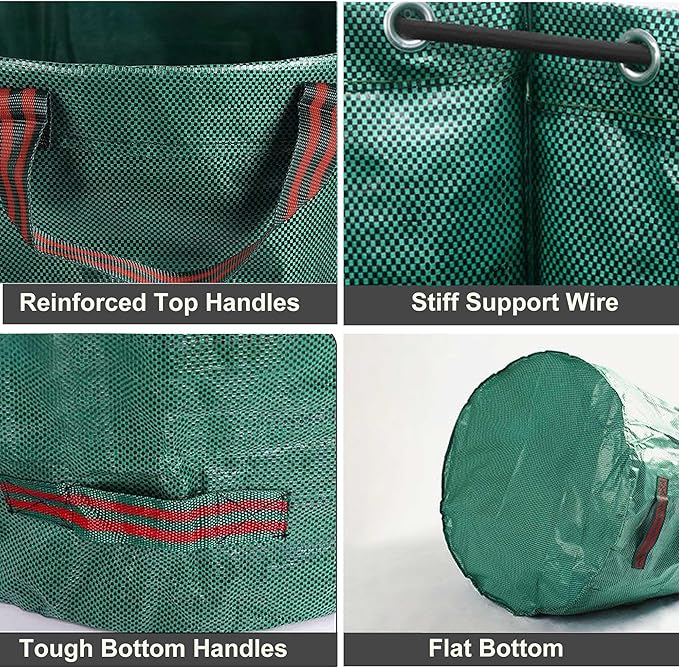 72 Gallon Garden Waste Bag, Reusable Leaf Bag Yard Waste Bag 3 Pack Lawn Yard Bag with Reinforced Handles for Loading Garden Leaves and Trash