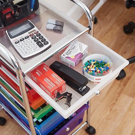 ECR4Kids 6-Drawer Everyday Mobile Organizer, Storage Cart, Assorted