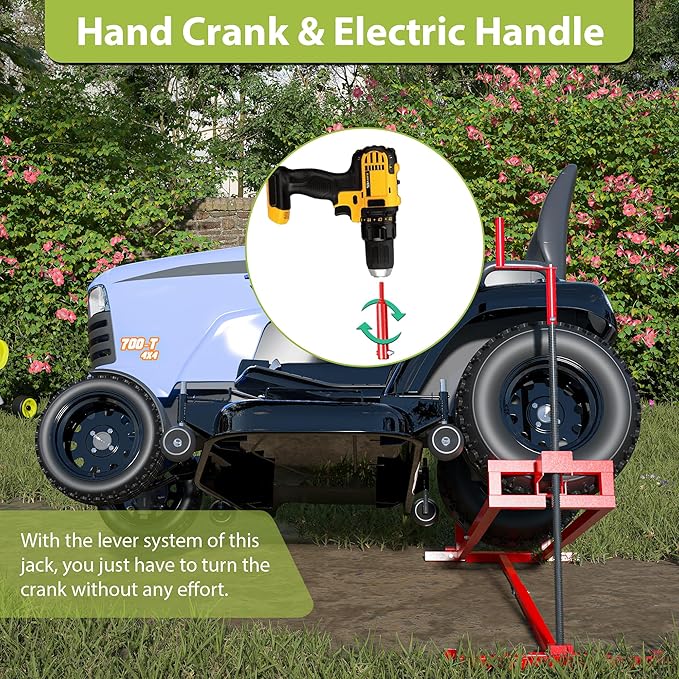 Riding Lawn Mower Lift Jack Lawn Mower Jack Lift with 880 Lbs Weight Capacity Telescopic Maintenance Jack for Lawn mowers and Garden Tractors Red