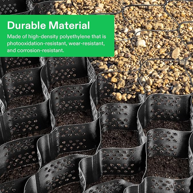 VIVOSUN 4’’ Depth Ground Grid, 9x17 ft, High-Density HDPE Geo Cell, 1885 lbs per sq ft Load, Foldable & Tensile, Easy Installation with Gloves, Perfect for Gardens, Driveways, Pathways, Slopes