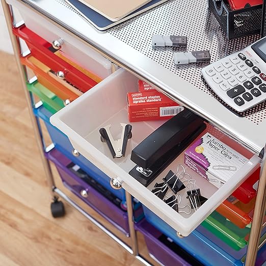 ECR4Kids 12-Drawer Everyday Mobile Organizer, Storage Cart, Assorted