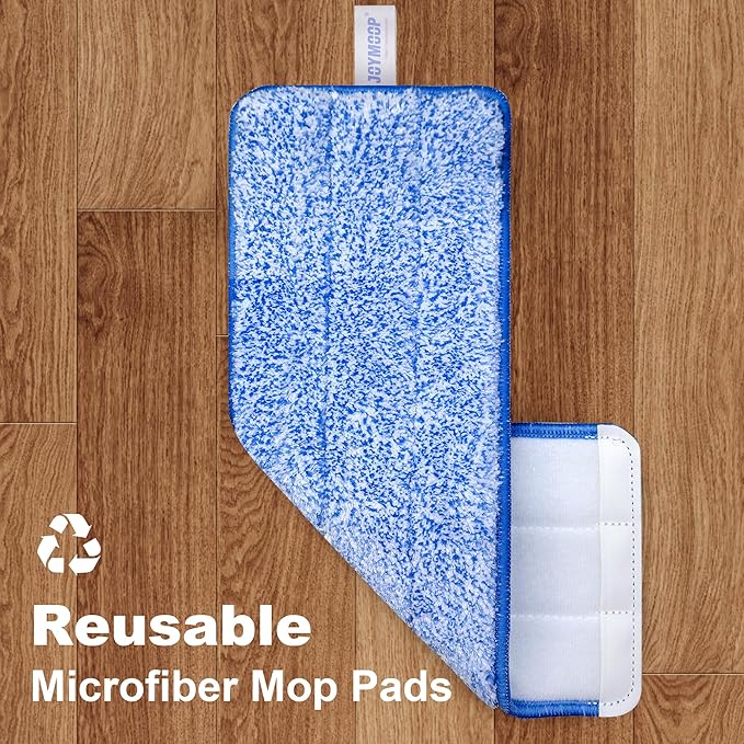 JOYMOOP Microfiber Mop Pads Replacement for JOYMOOP Flat Mop Bucket Set, Pack of 4 Refills 13-inch - Slate Blue
