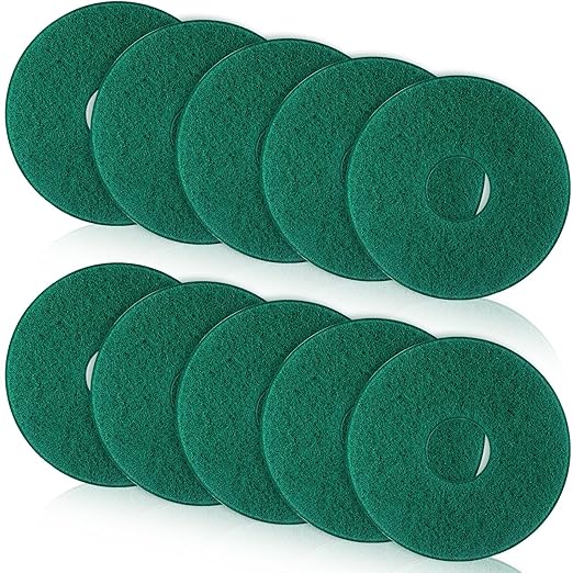 10 Pcs 12" Cleaning Orbiter Pads Commercial Floor Buffer Pads Hardwood Floor Maintenance Scrubber Polisher Cleaning and Stripping for Orbiter Machine (Green)
