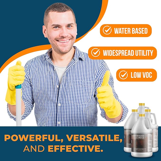 DeckGeneral Rust Remover 4015 All Surface Rust Stain Eliminator, Concrete Cleaner, Effective Rust Clean Up for Driveways, Walkways, Swimming Pools, Brick, Pavements and More (4 Gallon Case)
