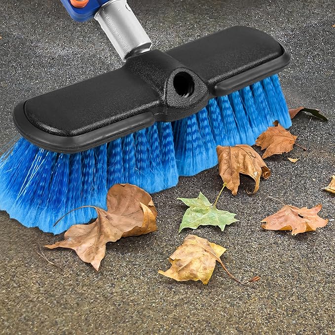 36 FT Exterior House Cleaning Brush Set with 7-30 Foot Telescoping Extension Pole, Soft Scrub Car Wash Brush, Medium Bristle Cleaning Brush and Window Squeegee & Washer