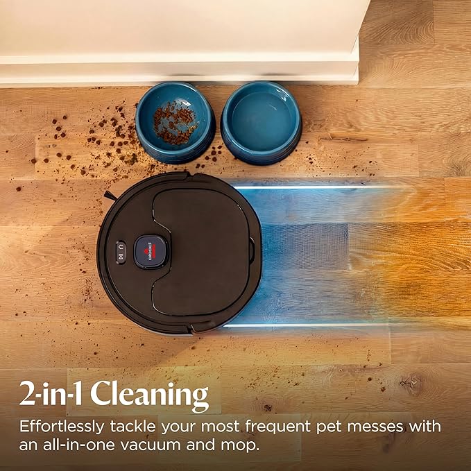 Bissell FlexClean FurForce Robot Vacuum & Mop with No Tangle Pet Brush Roll, LiDAR Navigation & Liftable Pad for Pet Hair Removal on Hard Floors & Rugs, 180min Runtime 60-Day Dust Collection, 4270L
