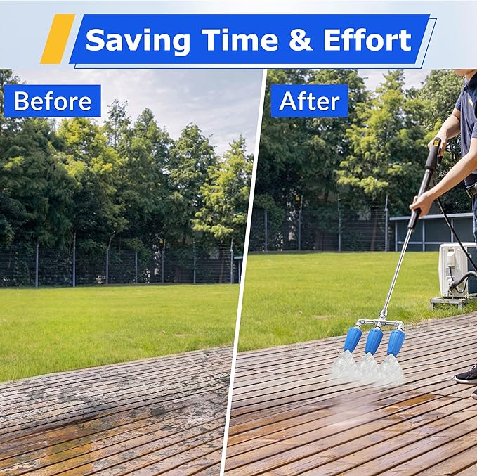 Triple Turbo Nozzle Pressure Washer, 3-in-1 Power Washer Turbo Nozzle with 1/4" Quick Connect, 360° Rotating Turbo Nozzle Tip- 4000 PSI, 4-6 GPM, 2.0 Orifice, Blue