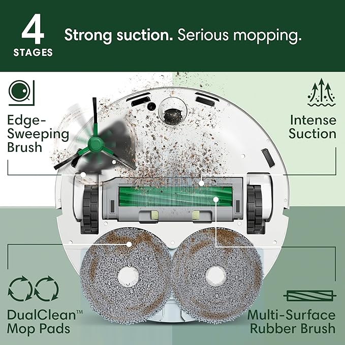 iRobot Roomba Plus 405 (G185) Combo Robot Vacuum & Mop with AutoWash Dock - Spinning Mop Pads, Self-Empties, Pad Washing & Drying, Self-Cleaning, Pad-Lift, LiDAR Navigation