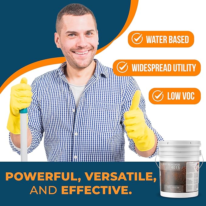 DeckGeneral Rust Remover 4015 All Surface Rust Stain Eliminator, Concrete Cleaner, Effective Oxidation Clean Up for Driveways, Walkways, Swimming Pools, Brick, Pavements and More (5 Gallon)
