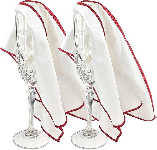 The 4-Pack Premium Microfiber Wine Glass Polishing Cloths, Large Lint-Free Drying Towels for Glasses, Stemware, Glassware, Camera Lenses, This Design 20 Inch X 25 Inch (White, 4 Count)