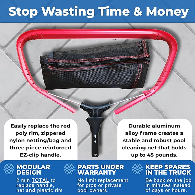 ProTuff 19" Fine Pool Nets for PROS – 6 Pack – “490 Promise” Unlimited, Unconditional Replacement - 3X Faster Than Vacuums – Wide Pool Skimmer Net with Deep Bag for Easy Maintenance of Leaves & Debris