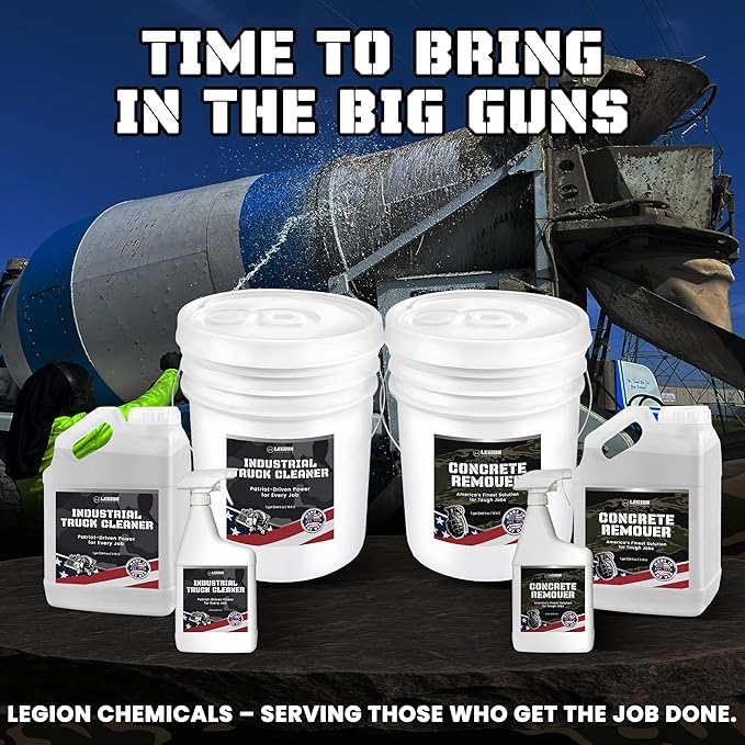 Heavy Concrete Remover – Dried Concrete & Cement Dissolver (Non-Corrosive, Biodegradable Acid Alternative), Safe on Equipment, 1-Quart Spray
