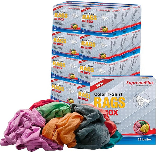 Premium Color Knit Cleaning Rags (600 lbs. Pallet 24x25 lbs. Compressed Box) – Shop Cloths Bulk for Workshops, Mechanics, Painters, and Home Use, Multipurpose Cotton T-Shirt Rags