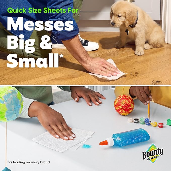 Bounty Quick-Size Paper Towels, White, 12 Family Triple = 40 Regular Rolls