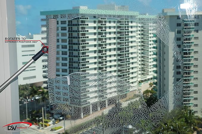 DSV Standard Professional Window Squeegee | 2-in-1 Window Cleaner Sponge and 10" Soft Rubber Strip with Extension Pole 34 INCH & 86.5 cm | Adjustable to Clean from Multiple Angles