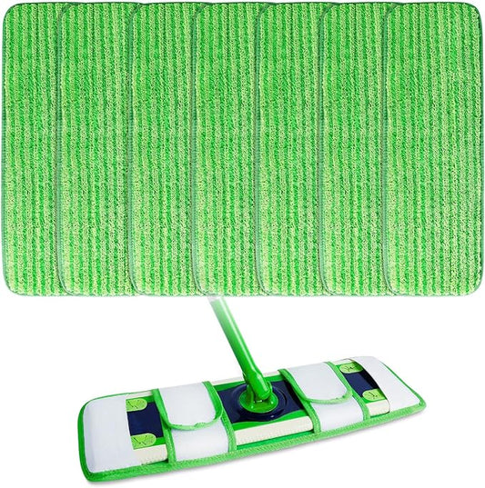 XL Wet Pads Refills for Swiffer XL Dry Sweeping Cloths Reusable XL Wet Mopping Pad Cleaning Cloths Microfiber Mop Pads for Hardwood Floor Cleaning (Green 7 Pack)