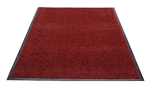 Guardian Platinum Series Indoor Wiper Floor Mat, Rubber with Nylon Carpet, 3'x10', Red