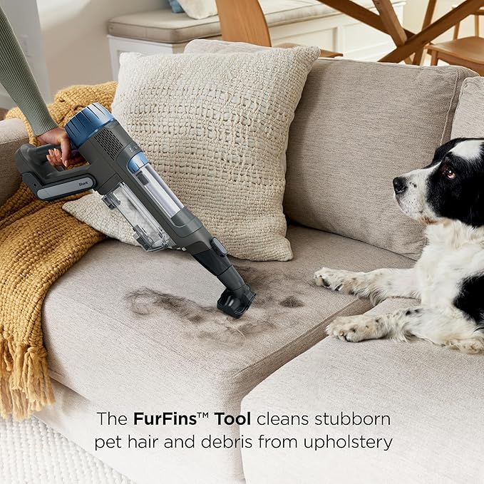 Shark PowerDetect Cordless Stick Vacuum, Powerful Suction, HEPA Filtration, Carpet & Hard Floor, Portable, Stick Vacuum for Pet Hair, Java Ice Blue, IP1255