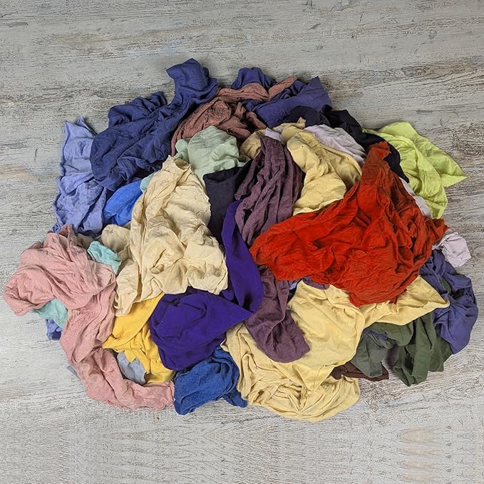 Premium Color Knit Cleaning Cloths (10 lbs. Compressed Box) – Shop Rags Bulk for Workshops, Mechanics, Painters, and Home Use, Multipurpose Cotton T-Shirt Rags