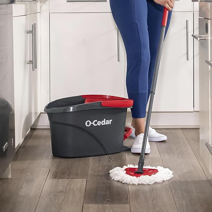 O-Cedar Easywring Microfiber Spin Mop & Bucket Floor Cleaning System with 4 Extra Refills