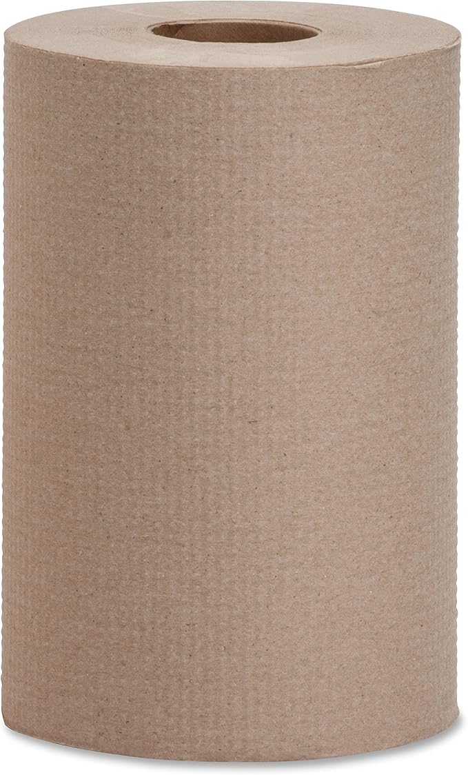 Genuine Joe Hardwound Roll Towels, Kraft, 7.9" x 350', 12 Count