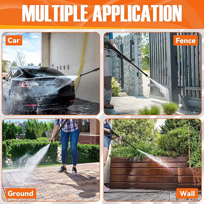 JOEJET Pressure Washer Spray Gun with Extension Wand and 5 Nozzle Tips, Compatible with Some Portland Husky Black Decker Ford Pulsar ShopForce Taskforce Powerwasher Power Washer