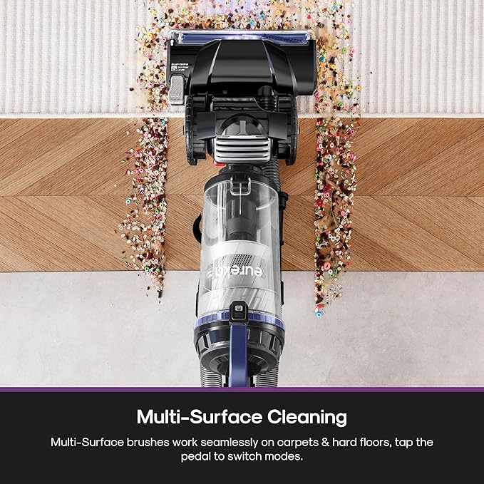 Eureka Upright Vacuum Cleaner for Carpet and Hard Floor,Powerful Vacuum with Dual Cyclone Suction,Swivel Steering,Anti-Tangle,Large Dust Cup,NEU612BL, Blue