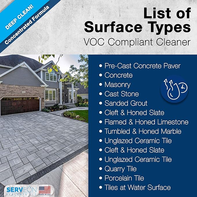 Concrete Cleaner (Concentrated Formula) Grout Stone Cleaner Water-Based Commercial Grade Outdoor Indoor Oil Stain Remover for Driveways Pavers Patios (1 Gallon) H2600