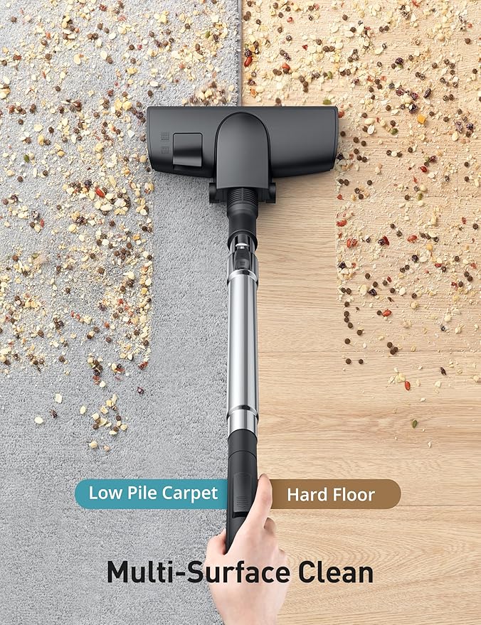 Aspiron Canister Vacuum, Upgraded 1600W Bagless Canister Vacuum Cleaner, Auto Cord Rewind, H13 HEPA Filter, 4Qt Large Capacity, 5 Tools for Hard Floors, Carpet, Pet, Upholstery, Tiles, Sapphire