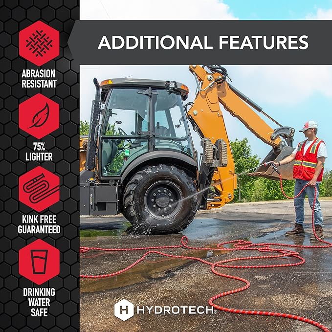 HydroTech 200 ft Expandable Garden Hose - Pro Series, 2x Max Flow, 3/4" No-Kink Flexibility, Lightweight Hose for Lawn, Garden, Car Washing, Deck and Patio Cleaning