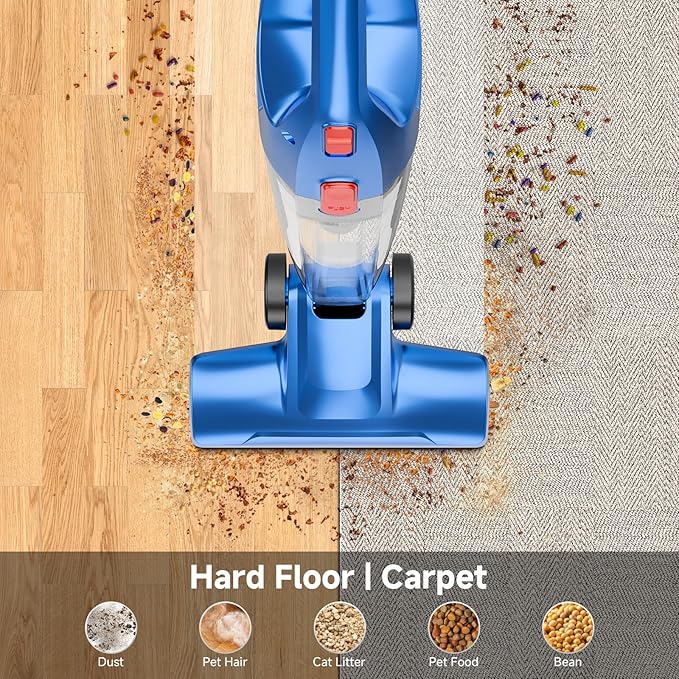 Corded Stick Vacuum Cleaner - Lightweight, Powerful Suction with 450W Motor, 3-in-1 16.4Ft Cord Vacuum Cleaners for Home, Hard Floor, Carpet, Pet Hair Deep Blue