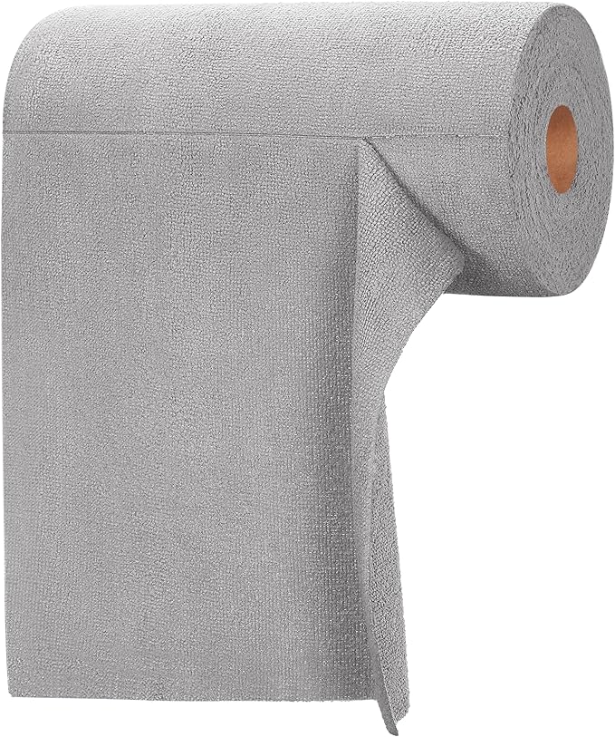 Tear-A-Rag Roll -50 Pack, 12 x 12 Microfiber Cleaning Cloth, Reusable Towels for Home, auto and Shop (Grey)