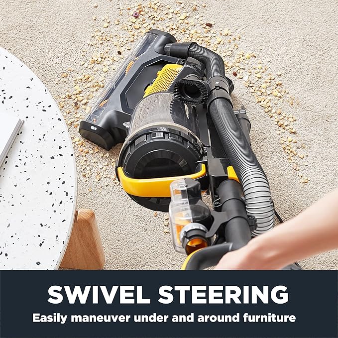 Eureka Powerful Upright Vacuum Cleaner for Home Pet Hair, Lightweight Household Upright Vacuum for Carpet and Hard Floor, MaxSwivel Pro NEU350 with Pet Tool, Yellow