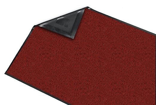 Guardian Platinum Series Indoor Wiper Floor Mat, Rubber with Nylon Carpet, 6'x12', Red
