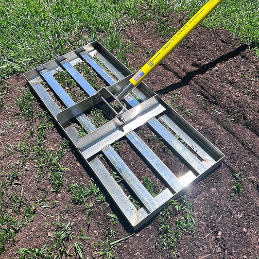 Rocklin™ Lawn Leveling Rake – 22” x 10” Stainless Steel Leveling Tool with 78” Handle | Smooth & Level Soil, Sand or Grass | Durable Leveling Tool for Lawn, Yard and Garden