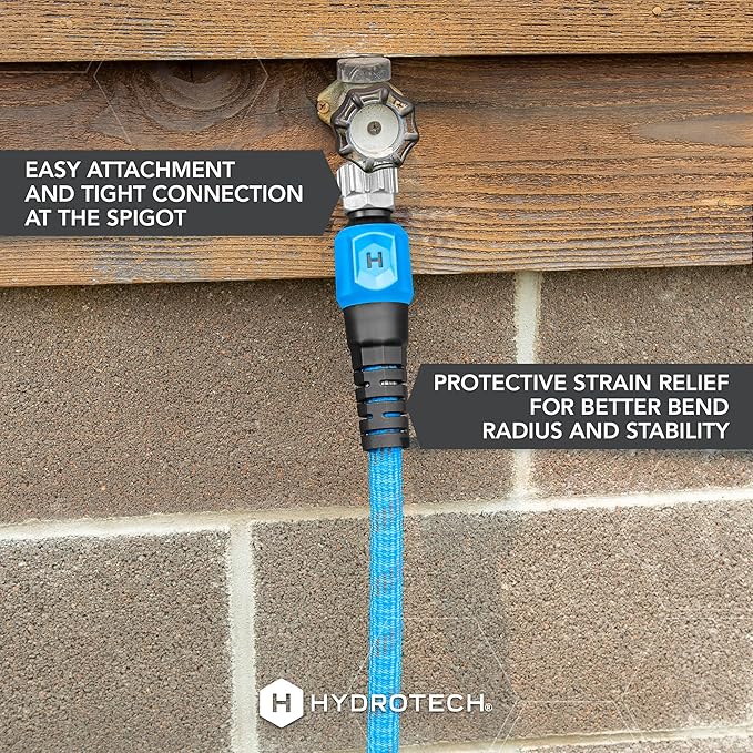 HydroTech 25 ft Expandable Garden Hose - Pro Series, 2x Max Flow, 3/4" No-Kink Flexibility, Lightweight Hose for Lawn, Garden, Car Washing, Deck and Patio Cleaning